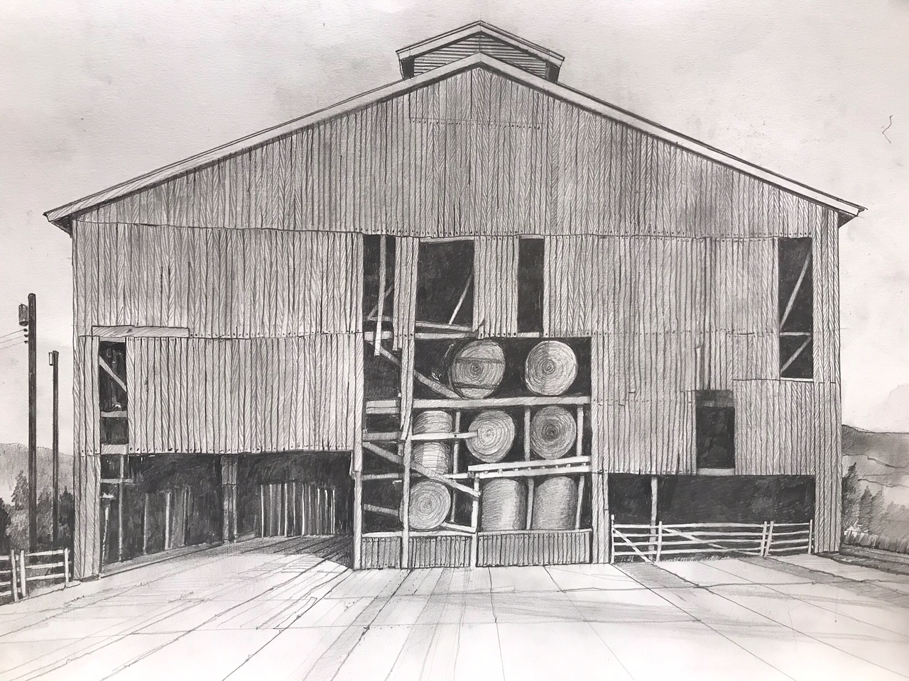 Nelson County Barn Sketch by Carlton Abbott